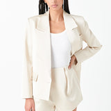 One Button Satin Blazer