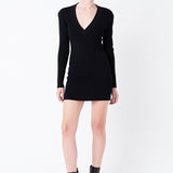 Power Shoulder Mini Knit Dress