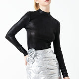 Silver Shirring Mini Skirt