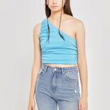 Ruched One Shoulder Crop Top