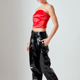 Pleated Faux Leather Pants