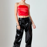Pleated Faux Leather Pants