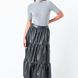 Pu Tiered Long Skirt
