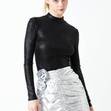 Silver Shirring Mini Skirt