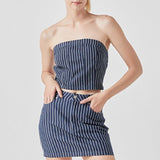 Pin Striped Denim Mini SKirt