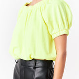 Neon Color Elastic Detail Balloon Cropped Top