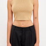 Knit Crew Neck Cropped Tank Top