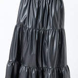 Pu Tiered Long Skirt