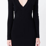 Power Shoulder Mini Knit Dress