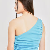 Ruched One Shoulder Crop Top