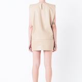 Shoulder Padded Faux Leather Top