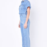 Short Sleeve Denim Jumpsuit