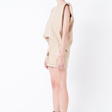 Shoulder Padded Faux Leather Top