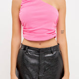 Ruched One Shoulder Crop Top