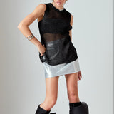 Sleeveless Knit Sheer Top With Back Keyhole