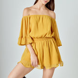 Ruffled Sleeve Romper
