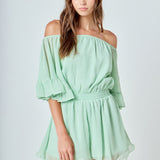 Ruffled Sleeve Romper