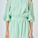 Ruffled Sleeve Romper