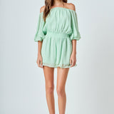 Ruffled Sleeve Romper