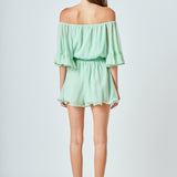Ruffled Sleeve Romper