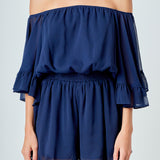 Ruffled Sleeve Romper