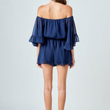 Ruffled Sleeve Romper