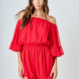 Ruffled Sleeve Romper