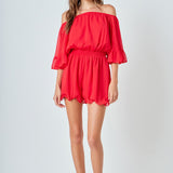 Ruffled Sleeve Romper