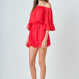 Ruffled Sleeve Romper