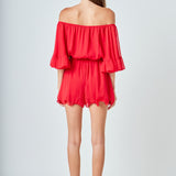 Ruffled Sleeve Romper