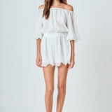 Ruffled Sleeve Romper