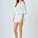 Ruffled Sleeve Romper