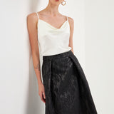 Metallic Jacquard Flare Midi Skirt