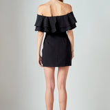Ruffled Off Shoulder Mini Dress