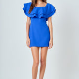 Ruffled Off Shoulder Mini Dress