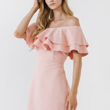 Ruffled Off Shoulder Mini Dress