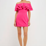 Ruffled Off Shoulder Mini Dress