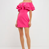 Ruffled Off Shoulder Mini Dress