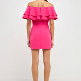 Ruffled Off Shoulder Mini Dress