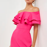 Ruffled Off Shoulder Mini Dress