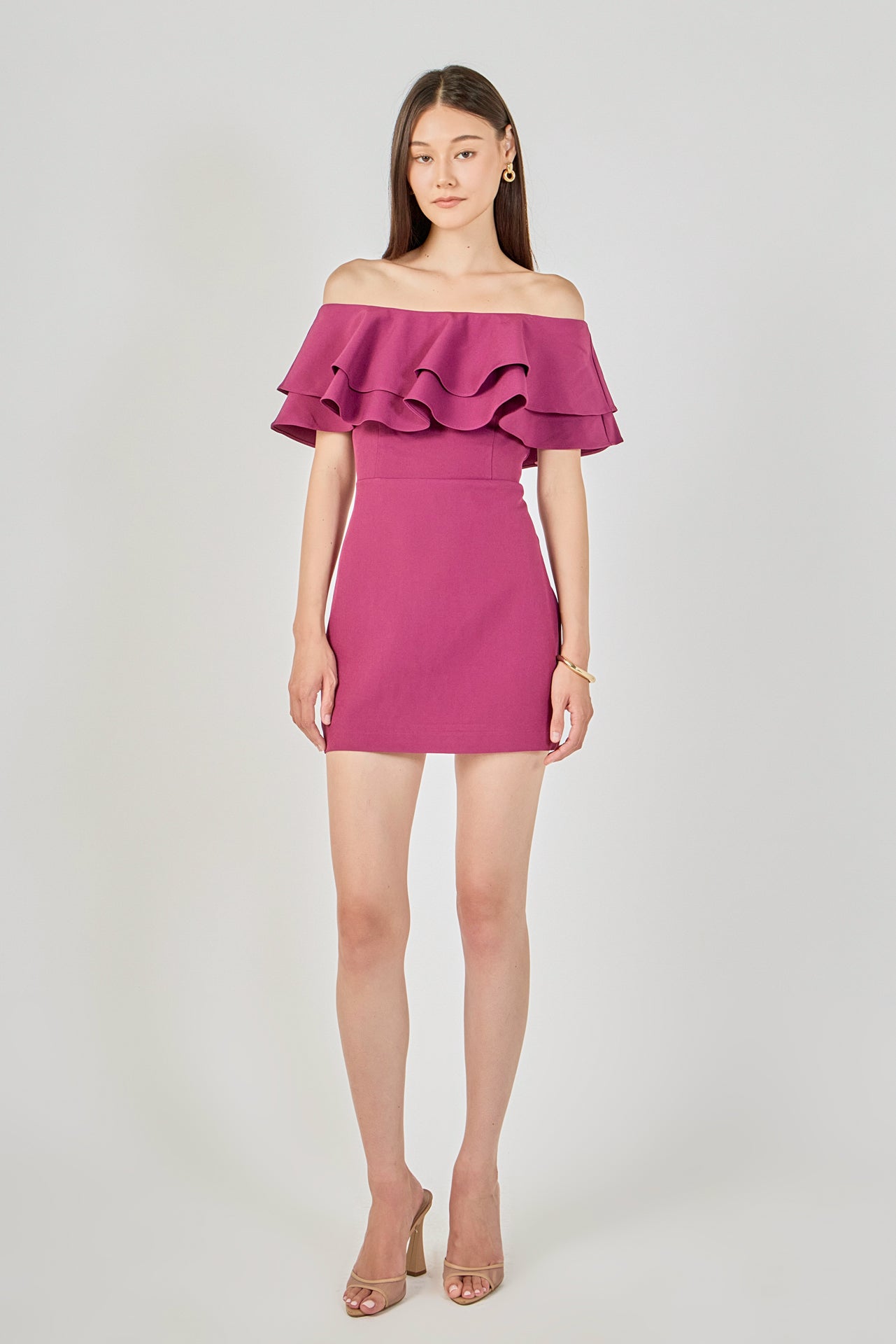 endless rose one shoulder ruffled mini dress Endless Rose