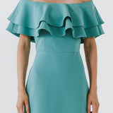 Ruffled Off Shoulder Mini Dress