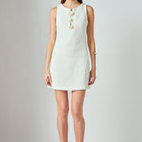 Stacy Floral Trim Seamed Mini Dress