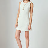Stacy Floral Trim Seamed Mini Dress