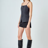 Linen Button Up Vest Top