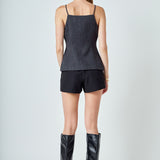 Linen Button Up Vest Top