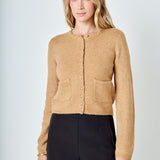 Crewneck Button Down Knit Top