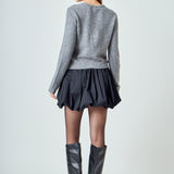 Crewneck Button Down Knit Top