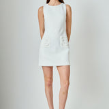 Net Pocket Sleeveless Mini Dress