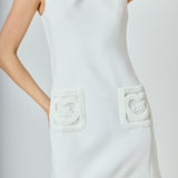 Net Pocket Sleeveless Mini Dress